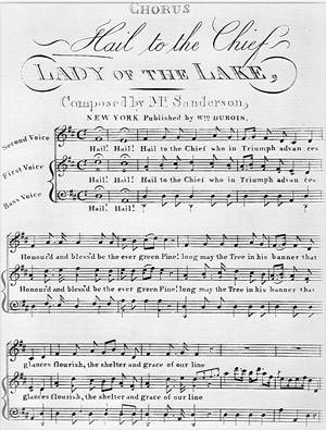 Sheet music page of "Hail to the Chief"
