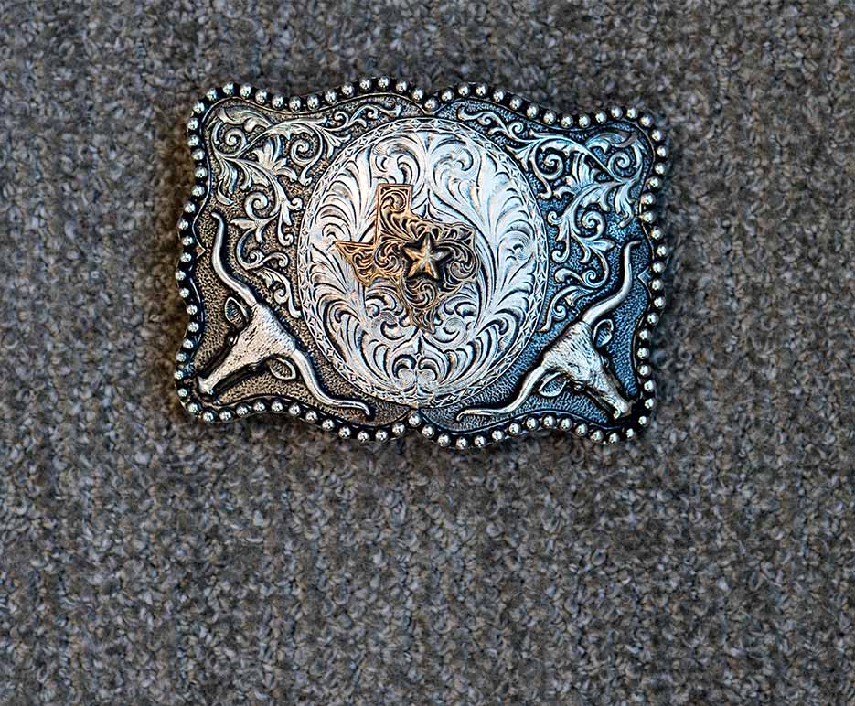 Texas beltbuckle in the office of Boston University School of Law Dean Maureen O'Rourke
