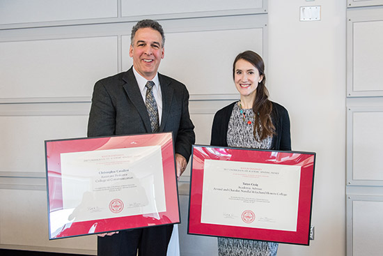 Taryn Craig and Christophor Cavalieri, this year’s Undergraduate Academic Advising Award winners, were honored for their mentoring of students.