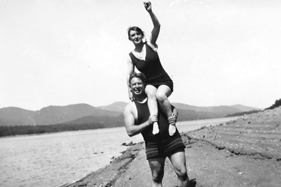William Moulton Marston hoisting his bride, Elizabeth Holloway Marston