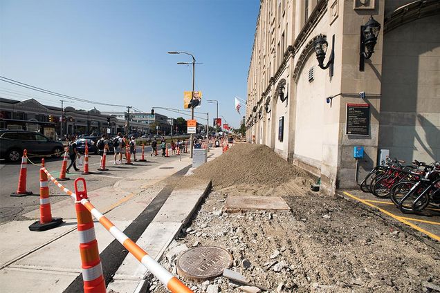 View of construction on Commonwealth Ave. in Boston
