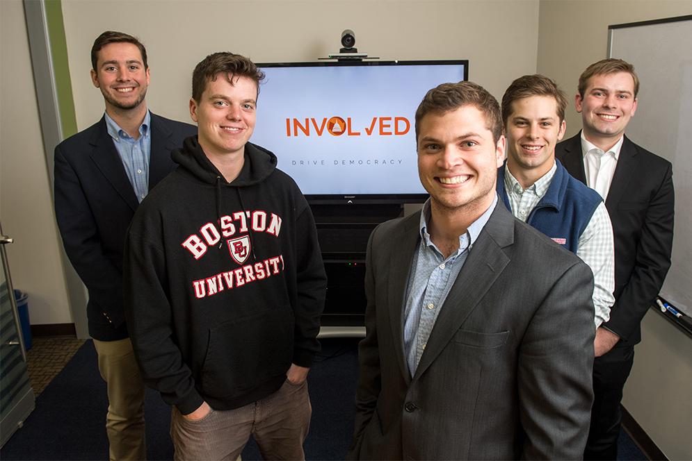 Creators of the civic engagement app INVOLVED, Matt Clark, Caleb McDermott, Jacob Dansey, Chad Bell, and John Knollmeyer