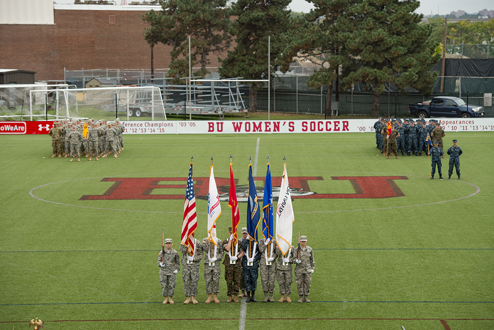 BU’s 35th Annual Joint Service Pass in Review: ROTC cadets and midshipmen participate in one of the country’s oldest military traditions, a ceremony of military pomp, precision, and pageantry, on Nickerson Field