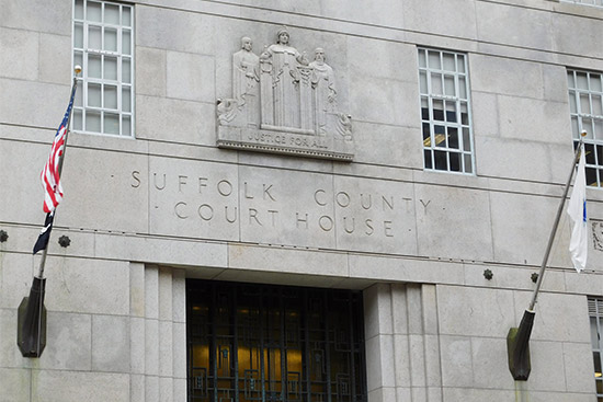 Entrance to the Suffolk County Courthouse in Boston, MA
