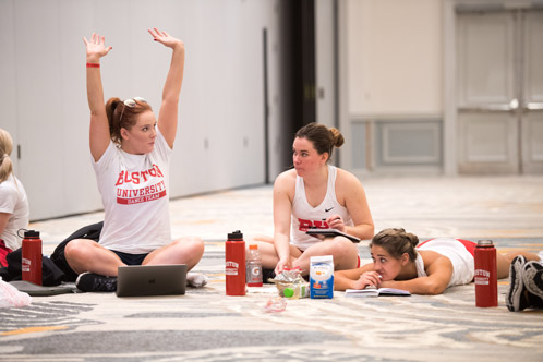 Assistant Coach Assistant coach Taylor Littlefield coaches dance team members