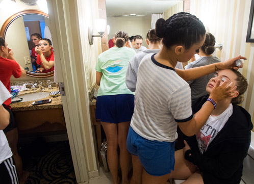 Applying makeup Applying makeup