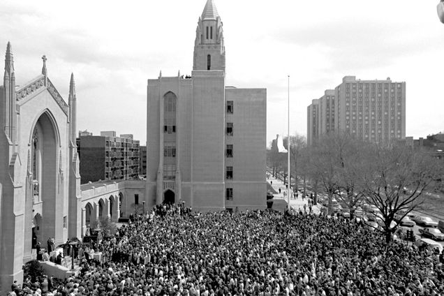 A huge crowd gathered at Marsh Plaza for a memorial service for Martin Luther King