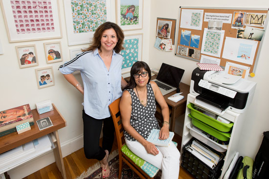 Jen Ramella (COM’95) (left) and Annika Sarin (CAS’95) founders of the eco-friendly stationary company, Me You Paper