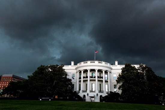 The white house against a stormy sky