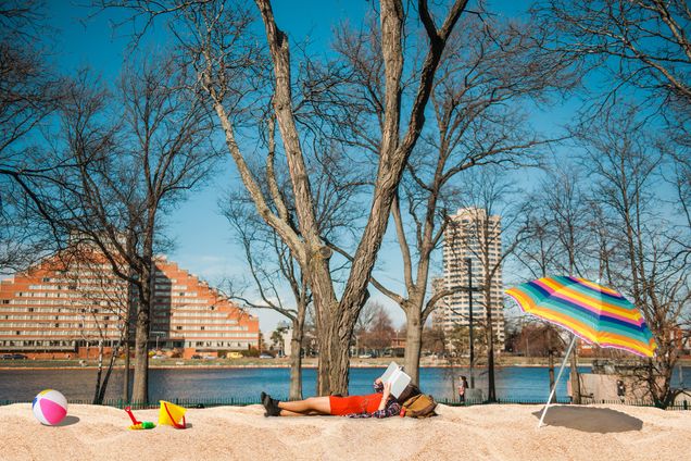 The BU Beach turned into an actual beach