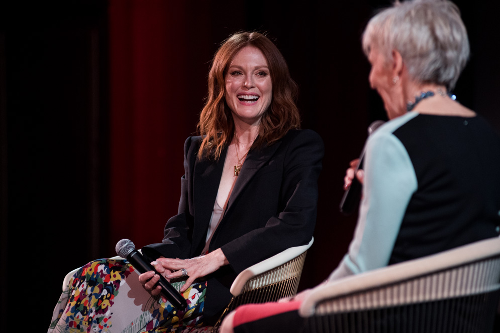 Julianne Moore (CFA'83), star of the newly released film Gloria Bell, answers audience questions following a viewing of Gloria Bell at the Coolidge Corner Theater April 25, 2019