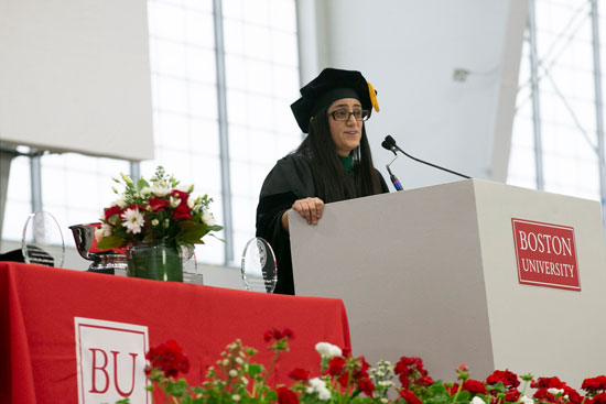 Mona Hanna-Attisha addressing SPHC graduates