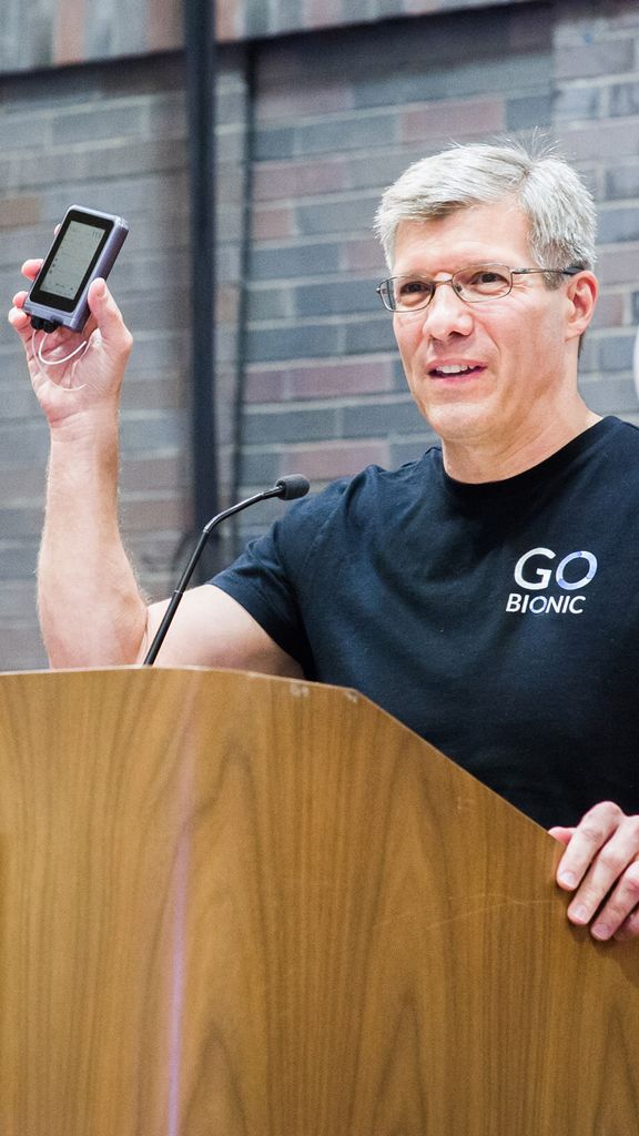 Ed Damiano shows off the iLet bionic pancreas