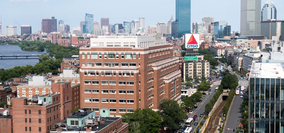 An aeiral shot of Boston University Campus highlighting Questrom