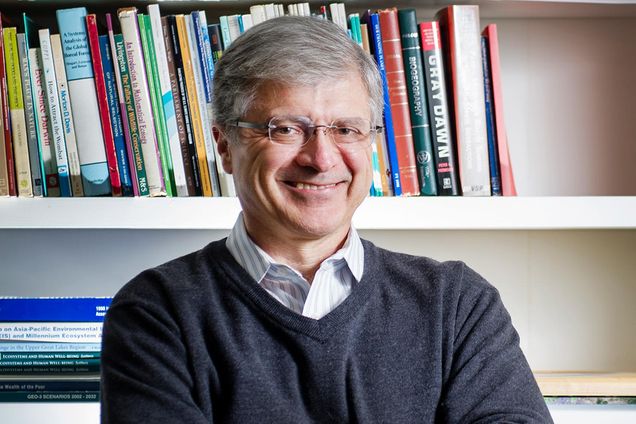 Portrait of Anthony Janetos in his office at Boston University.