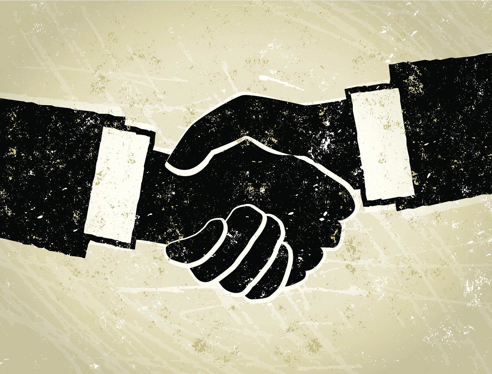 Illustration of businessmen shanking hands.