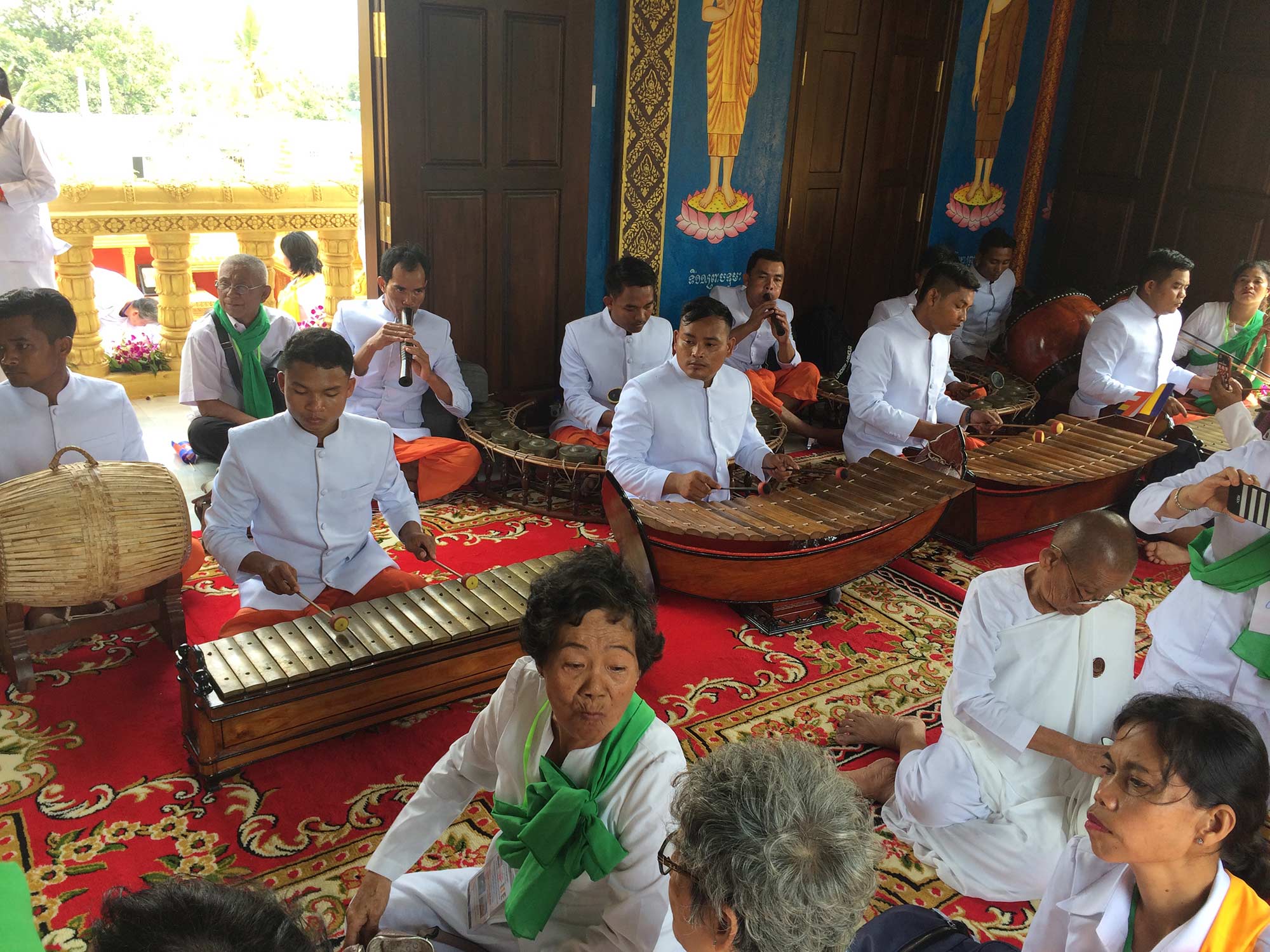 Cambodian musicians perform traditional cambodian music and chant.