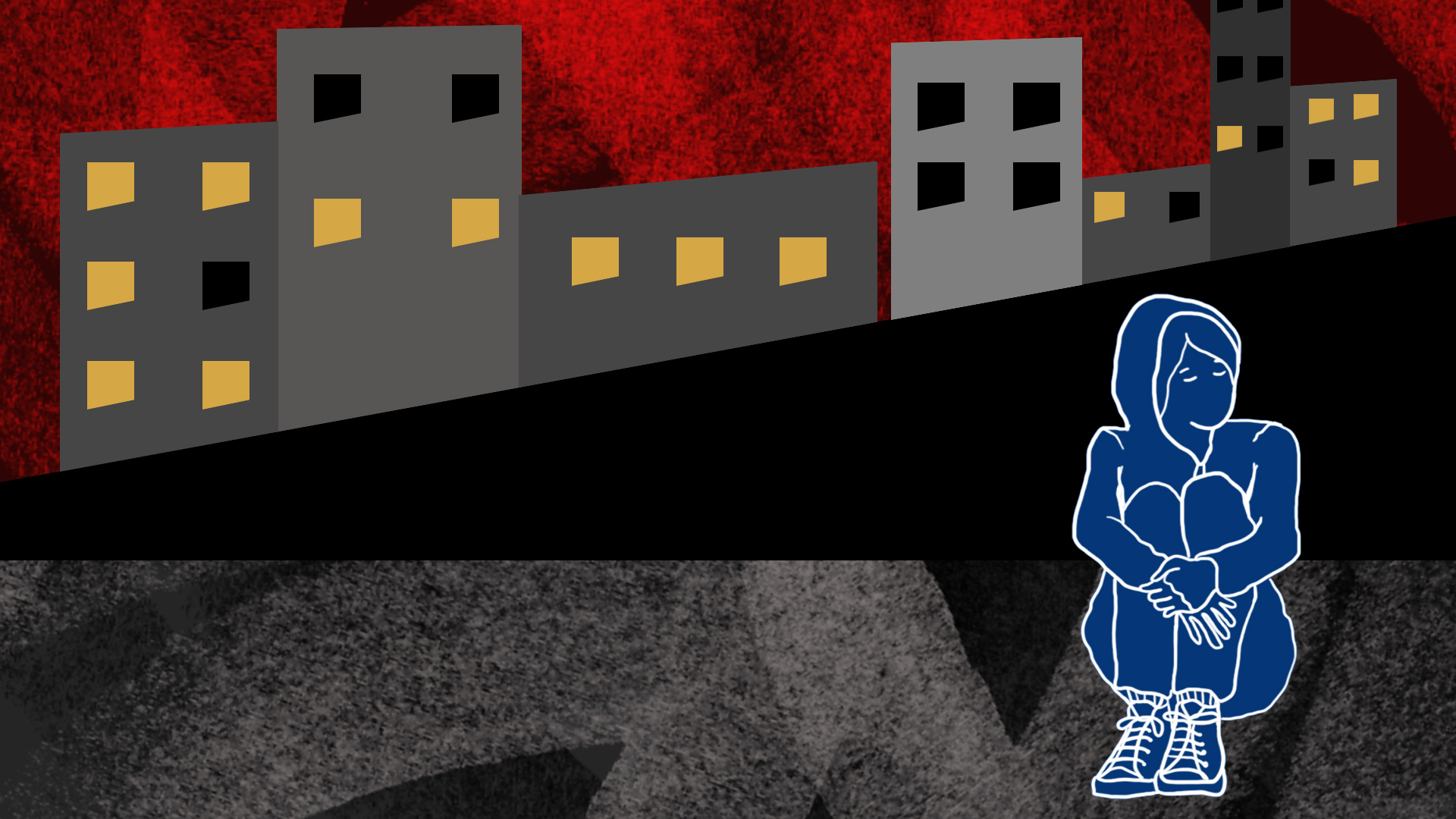 illustration of troubled youth on the streets.