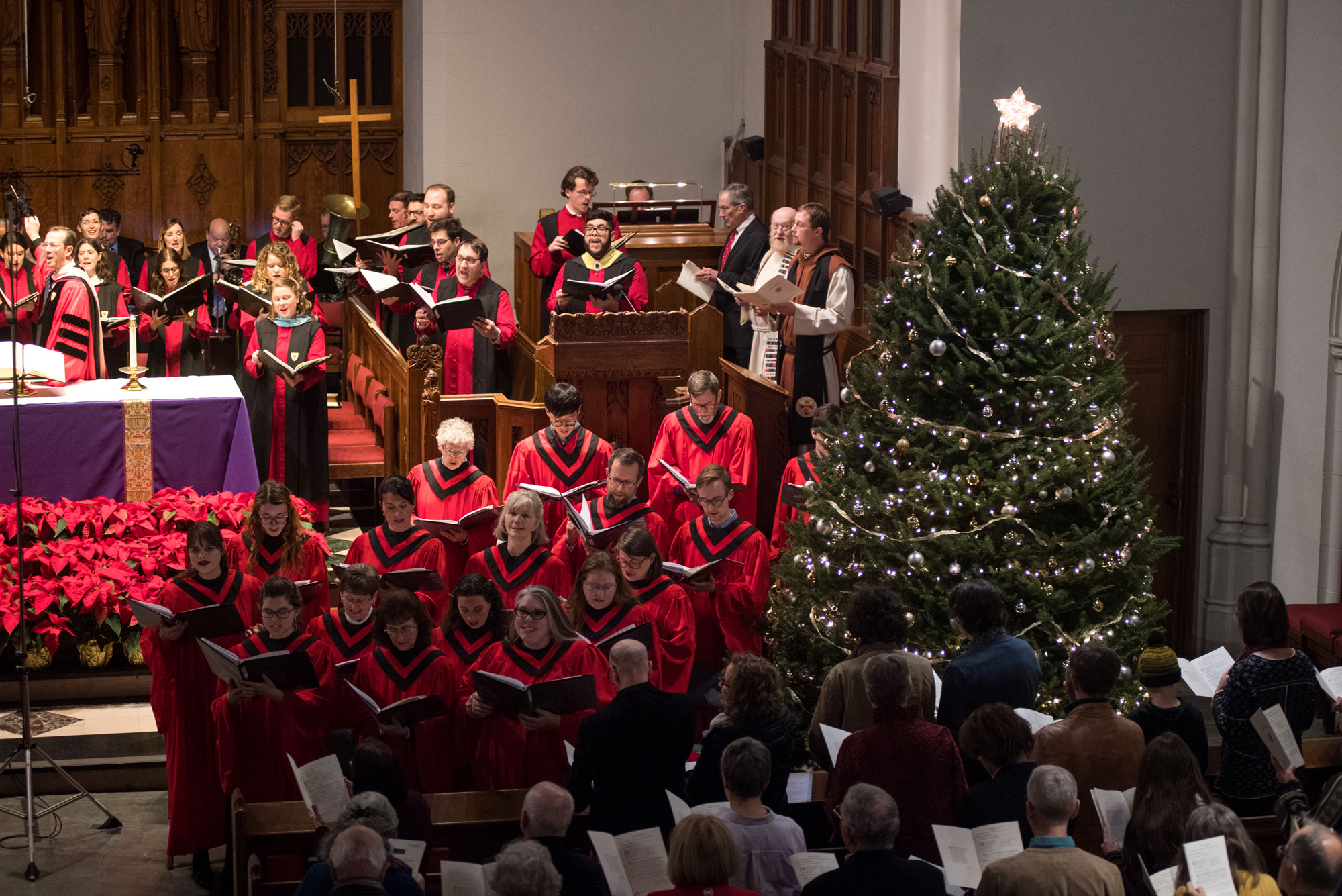 People gather in marsh chapel for the annual lessons and carols service