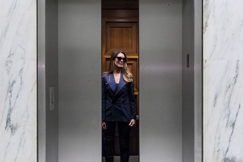 Former White House communications director Hope Hicks in an elevator as the doors close