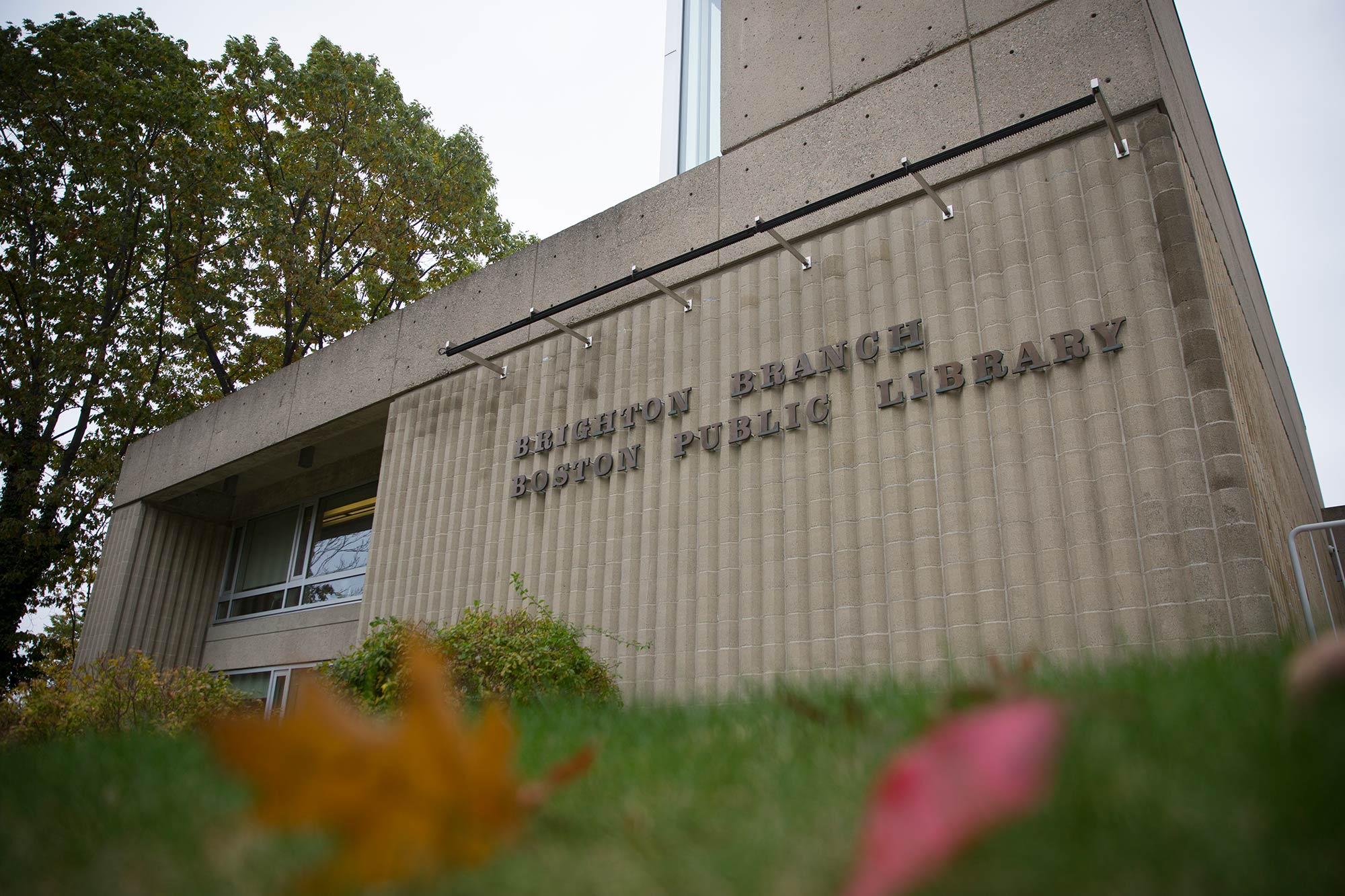Photo of the Boston Public Library Brighton Branch located at 40 Academy Hill Road in Brighton, Mass.