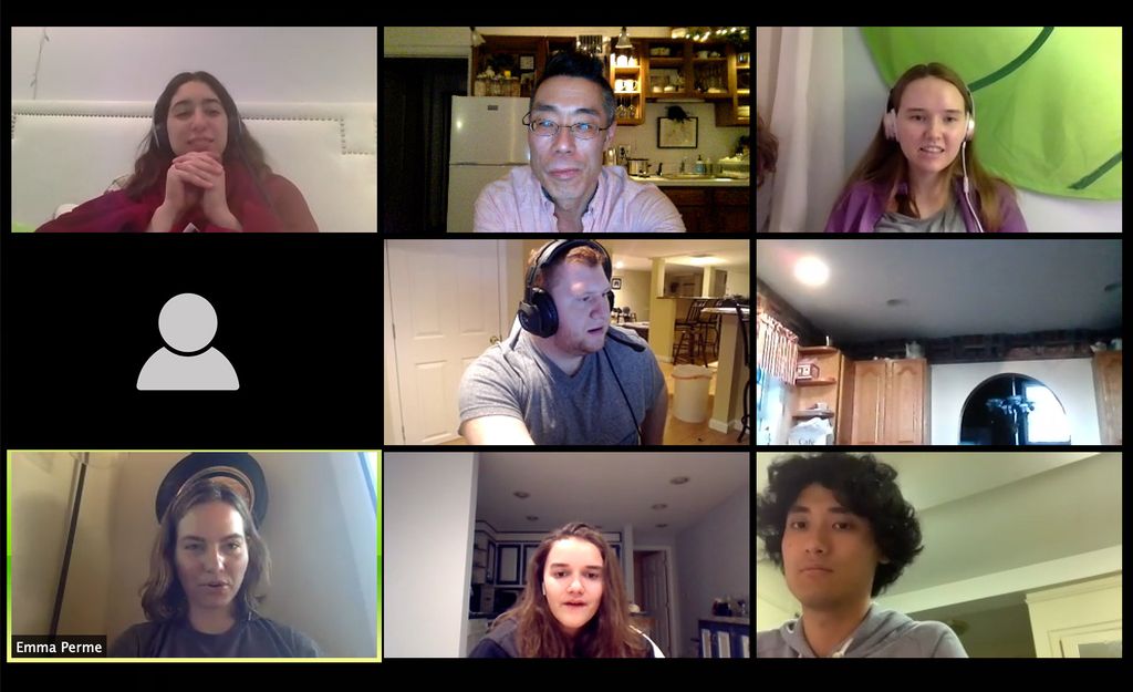 Screenshot from Kinh Vu’'s recent open hours session that drew about a dozen students for an evening of socializing on Zoom.