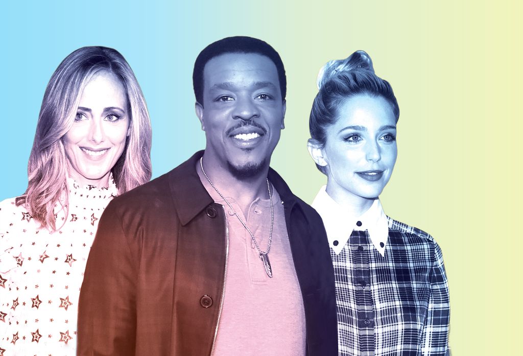 Photo of actors Kim Raver (CFA’91), Russell Hornsby (CFA’96), and Jessica Rothe (CFA’09).
