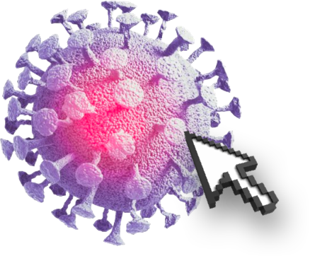 Photo of coronavirus molecular biology and a mouse cursor.