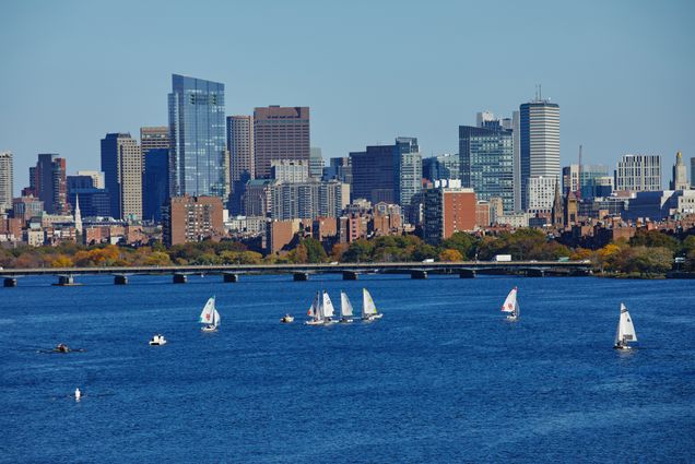 A photo of downtown Boston from the BU Bridge