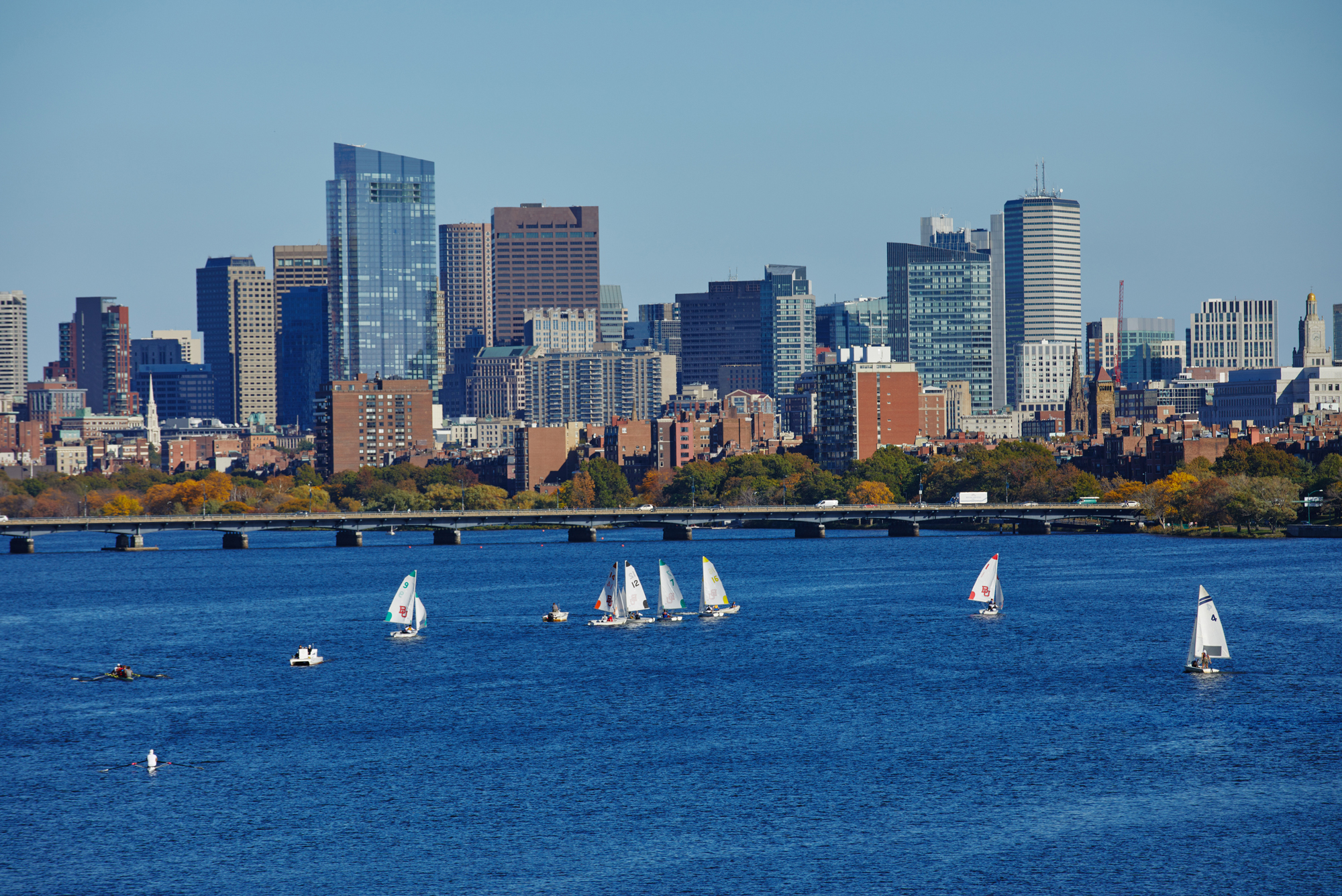A photo of downtown Boston from the BU Bridge