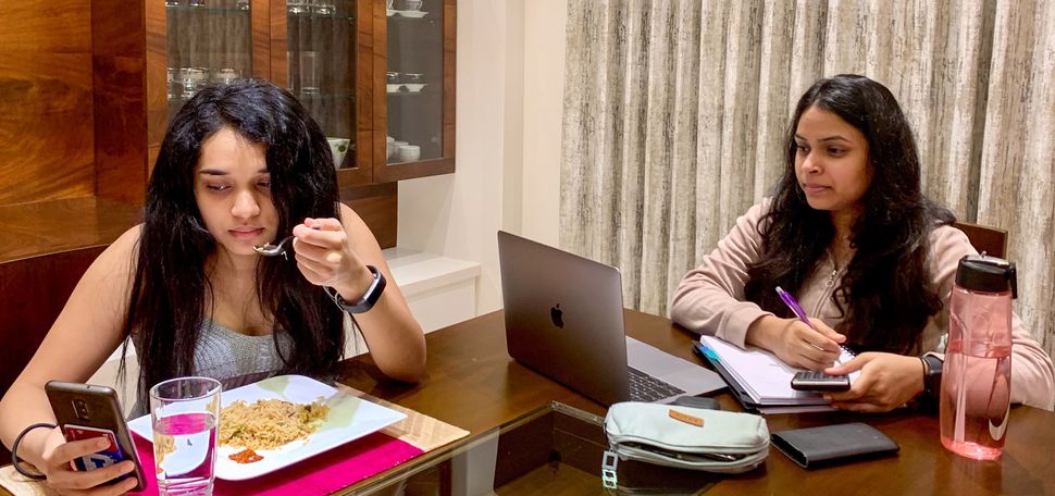 A photo of Saanchitha Kottige working from home