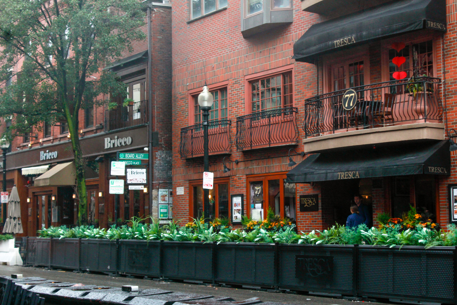 (from left to right) a photo of the exterior of Bricco Ristorante & Enoteca and Tresca