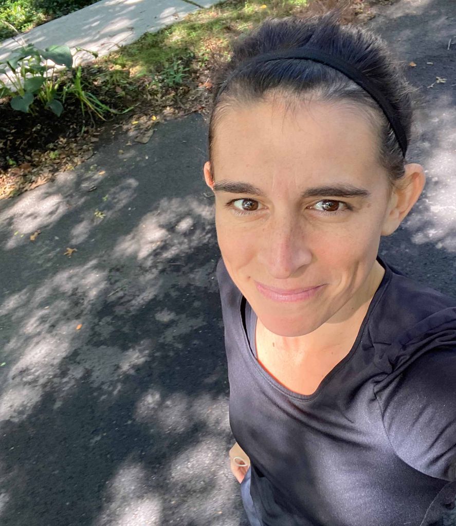 Sarah Sherman-Stokes selfie while running in Boston