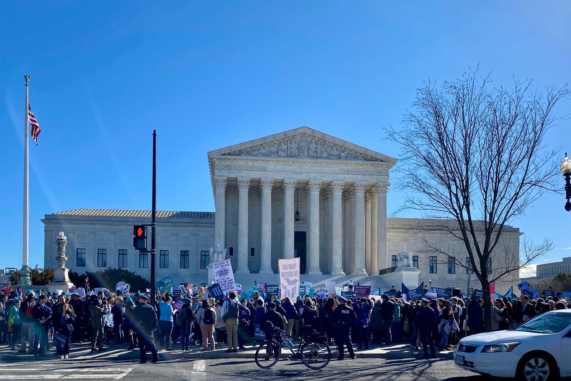 Pro-choice protestors rally in front of the US Supreme Court. Photo by Salud Carbajal