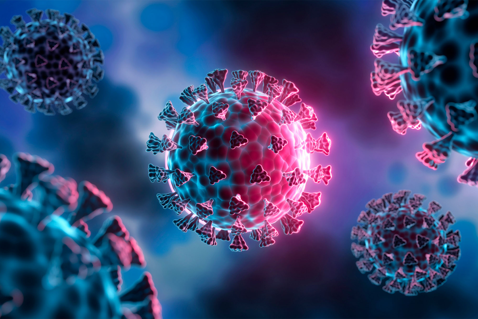 A composite illustration of COVID-19 Spike protein. Photo by iStock/peterschreiber.media