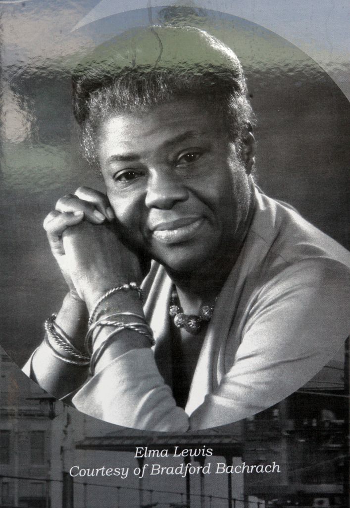 BOSTON - JUNE 15: A portrait of educator and activist Elma Lewis now hanging at the Dudley Square MBTA station. The station is now adorned with historic panels showcasing the many contributions of immigrants, politicians and notables, as well as historical buildings. (Photo by George Rizer/The Boston Globe via Getty Images)