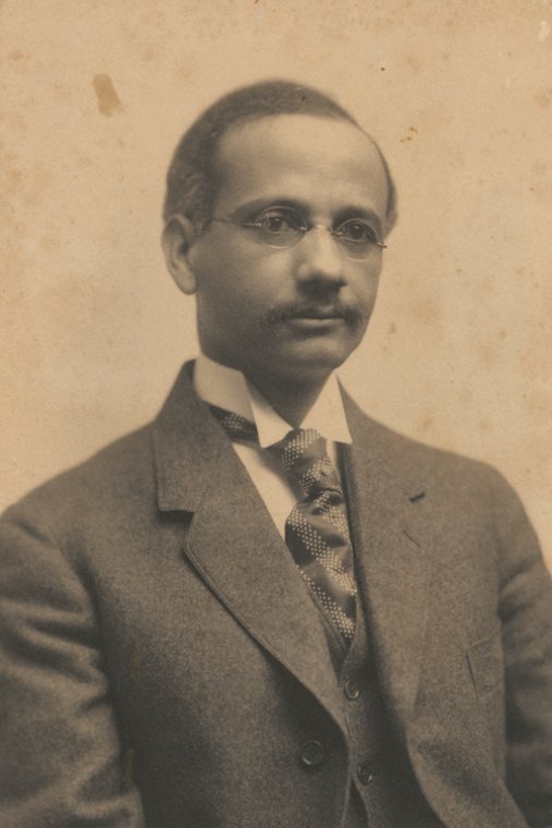 An old photo of Solomon Carter Fuller, with photography artifacts visible