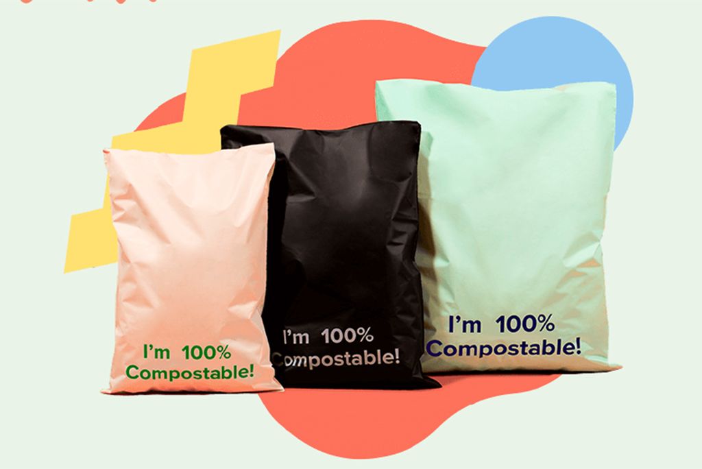 Tishwish’s signature CORNpostable™ mailers are made from a compostable corn-based biopolymer. Customers can customize mailers with colors, logos, graphics, and more. Photo courtesy of Tishwish