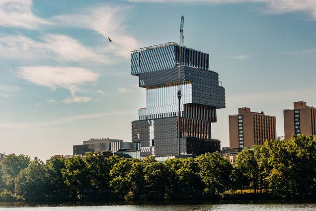 The Center for Computing & Data Sciences, dubbed the “Jenga building” by students, will house a new faculty that has received a $3 million gift from MassMutual. Photo by Janice Checcio