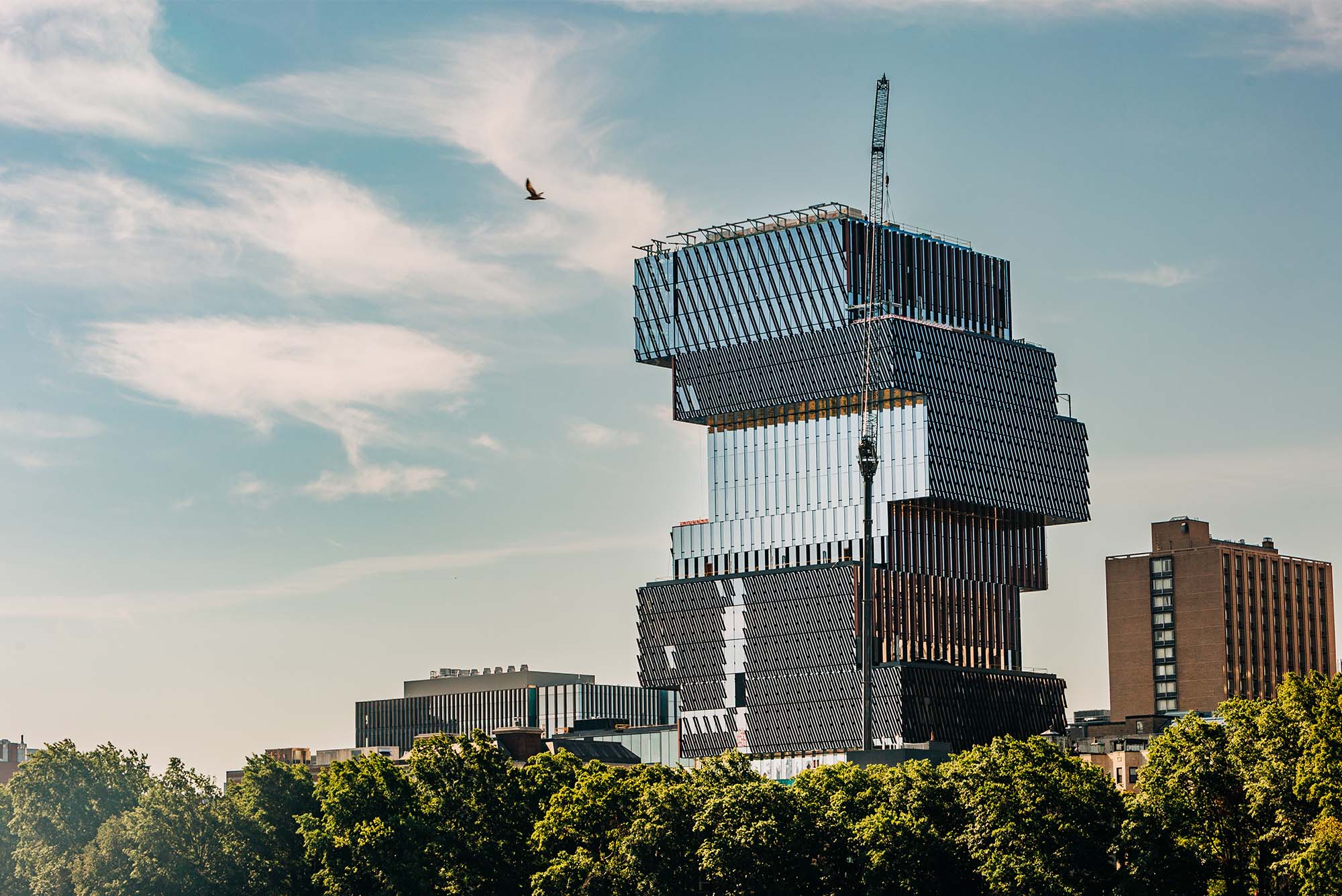 The Center for Computing & Data Sciences, dubbed the “Jenga building” by students, will house a new faculty that has received a $3 million gift from MassMutual. Photo by Janice Checcio