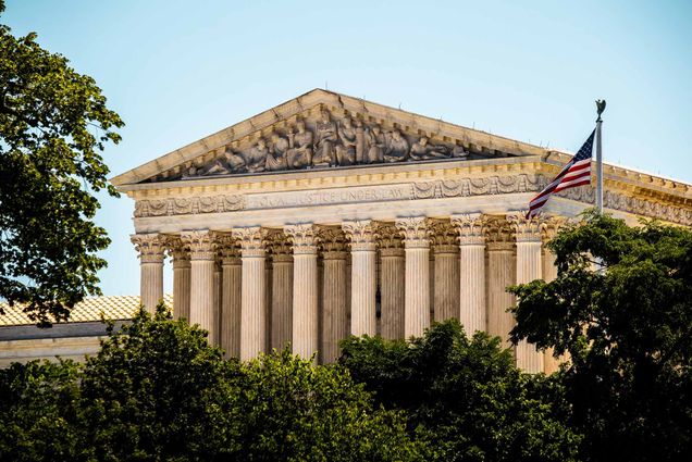 A photo of the supreme court of the united states on a cloudy day