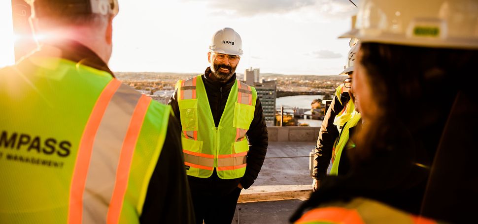 11/3/21 -- Boston, Massachusetts Hard hat tour of the Center for Computing & Data Sciences construction site on Nov. 3, 2021. Photo by Conor Doherty for Boston University Photography