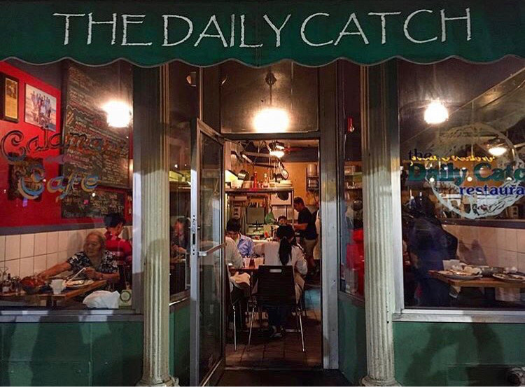 A photo of the storefront of the Daily Catch Restaurant in Boston's North End neighborhood.