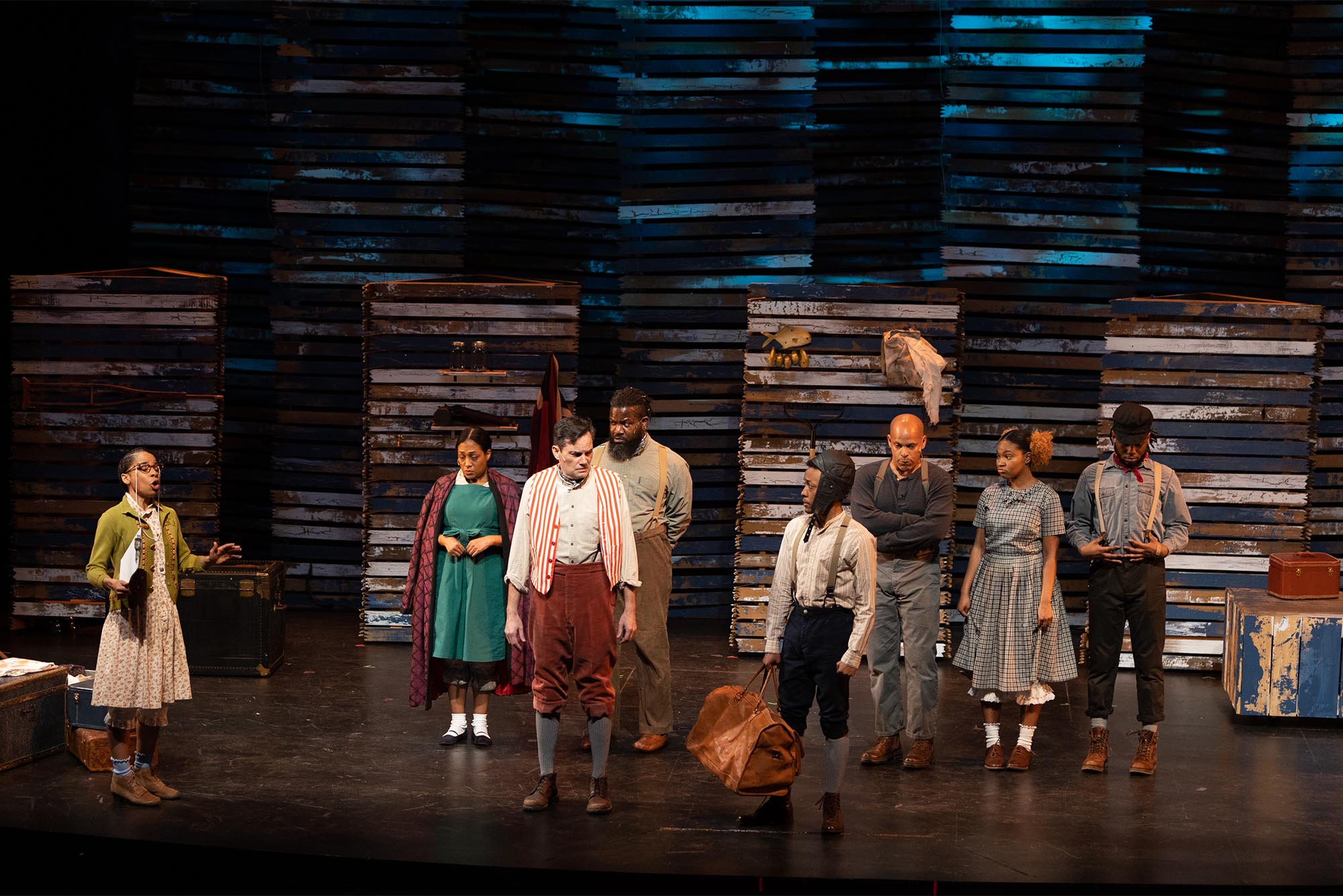 Photo: The cast of eight actors play multiple roles in the production, which is directed by Dawn Simmons, founder and coproducing artistic director of the Front Porch Arts Collective.