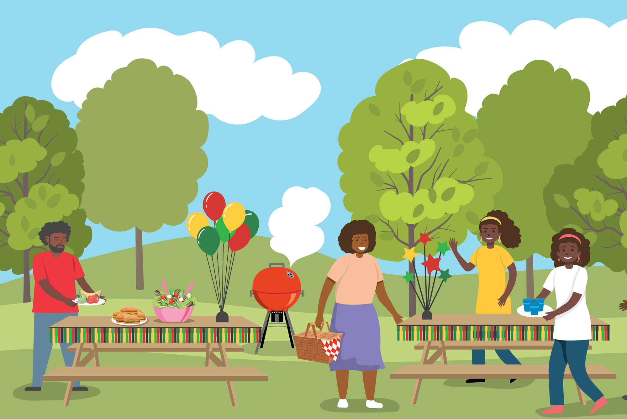 Photo: A colorful stock illustration of a barbecue 