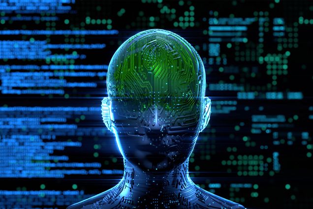 Vector Image: A graphic design illustration of an AI Humanoid figure