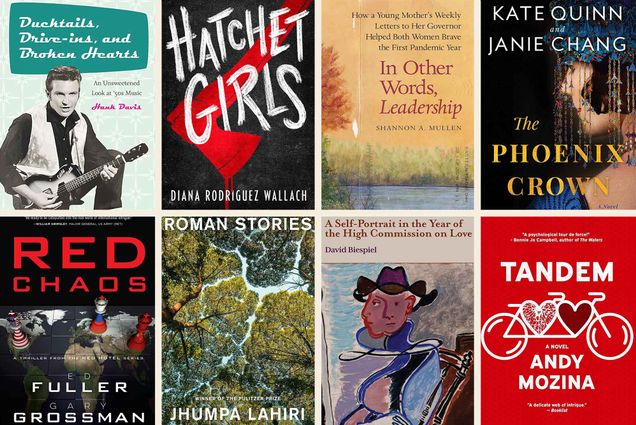 Composite image of multiple book covers, including Hatchet Girls, Tandem, The Phoenix Crown, and more