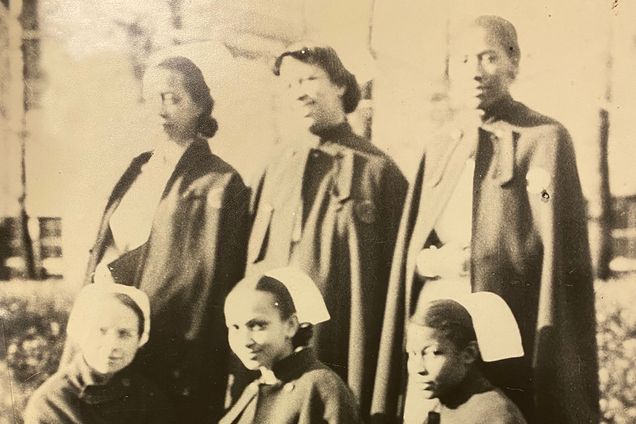 Photo: An old picture of five Black nurses.