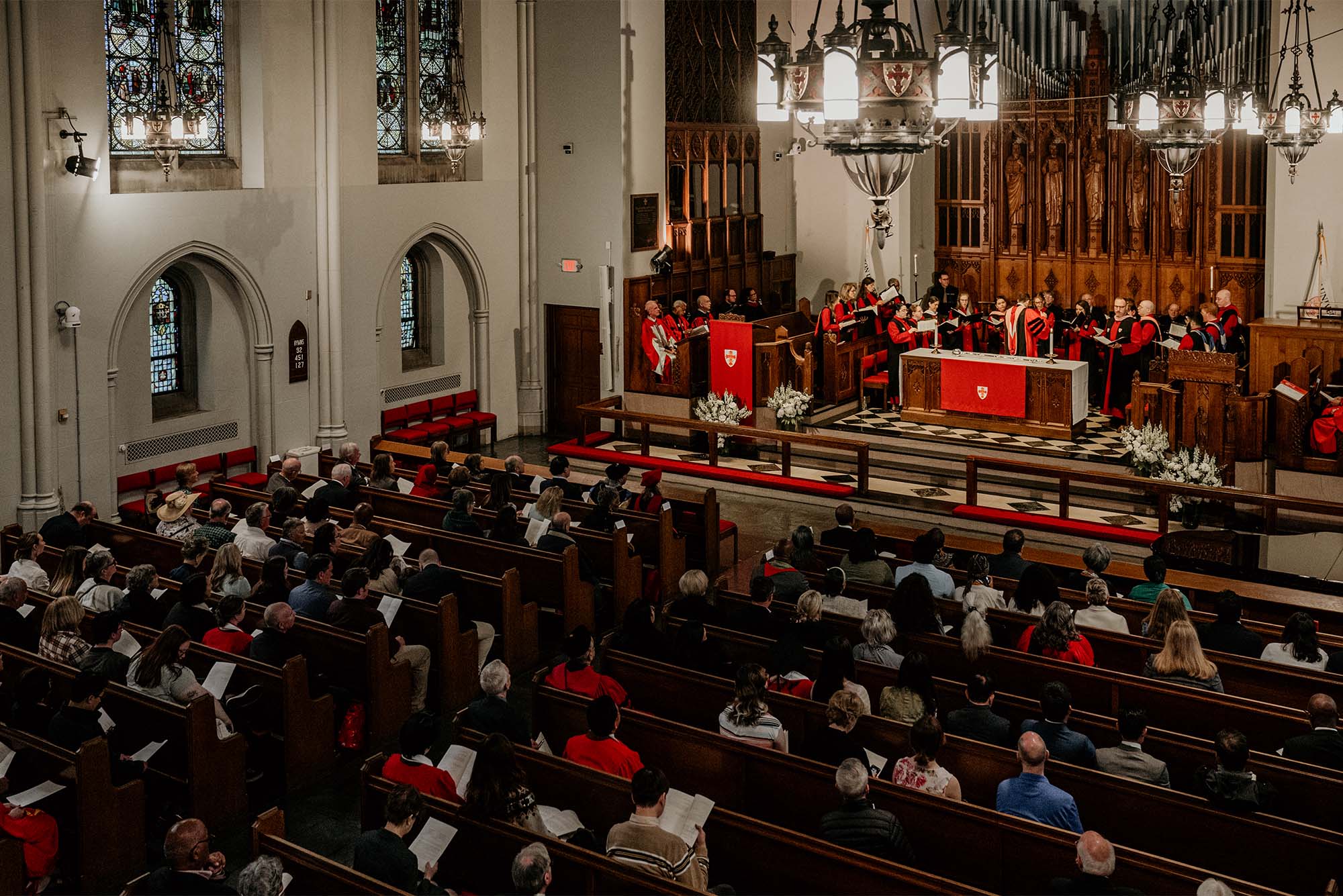 Photo: A full chapel for a graduation service at Boston University