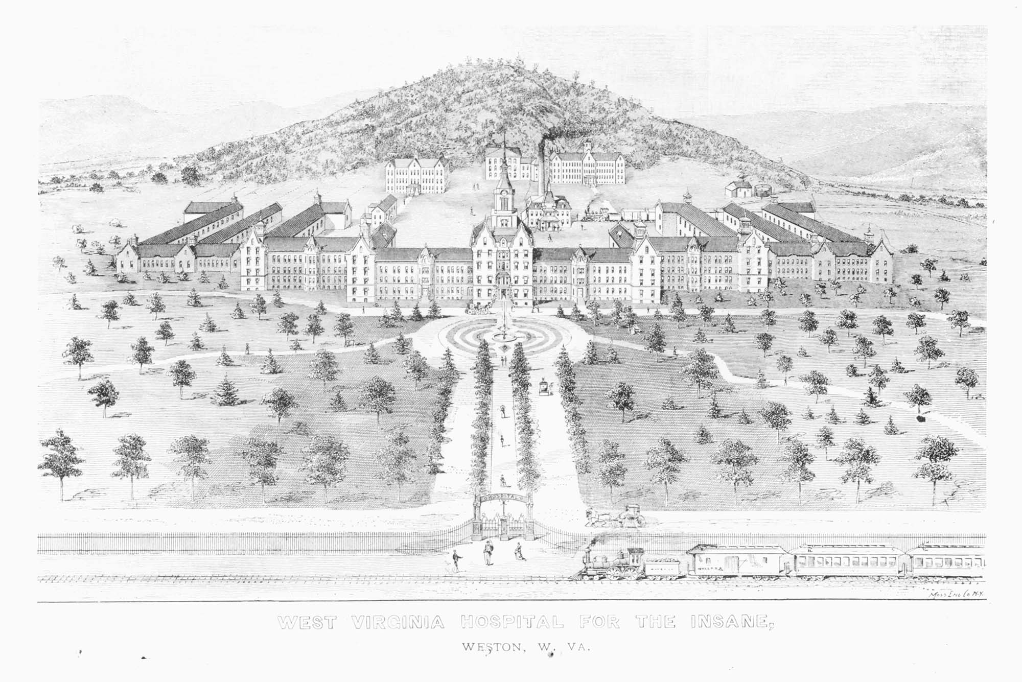 Image: A drawing of Trans-Allegheny Lunatic Asylum